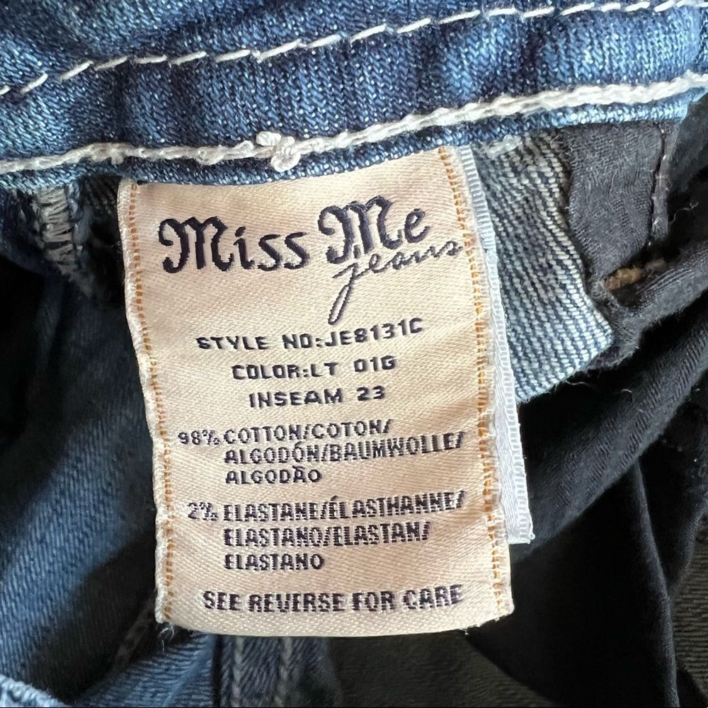 Miss Me Signature Cropped jeans geometric embroidered pockets rhinestones Y2K - Picture 11 of 15